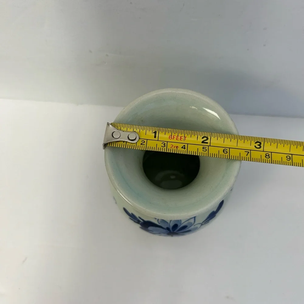 Vintage Delft Blue & White Flower Bud Vase Hand Painted Blauw Floral Ceramics